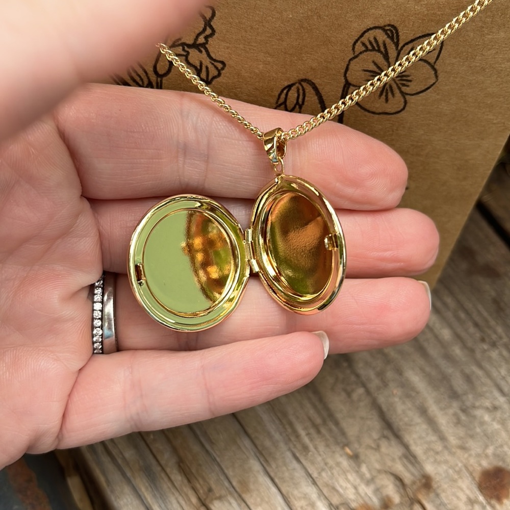 February Birth Flower Locket Necklace - Picture 5 of 11